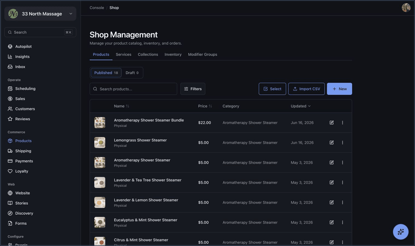 Sophosic Console product catalog on desktop
